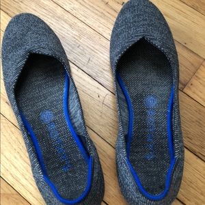 Rothys size 9 round toe tweed grey/blk euc
